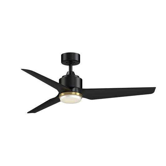 Fanimation TriAire Custom 52in 1-Light Smart Ceiling Fan | Modern Black and Brushed Satin Brass with Opal Frosted Glass | Model FPD8514BLW-52BLW-LKBS