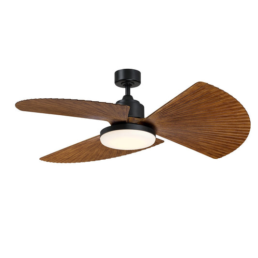 Fanimation TriAire Custom 52in 1-Light Ceiling Fan | Black and Koa Pleated Composite Blades | Patio & Porch | Model FPD8514BLW-52PKW-12LK