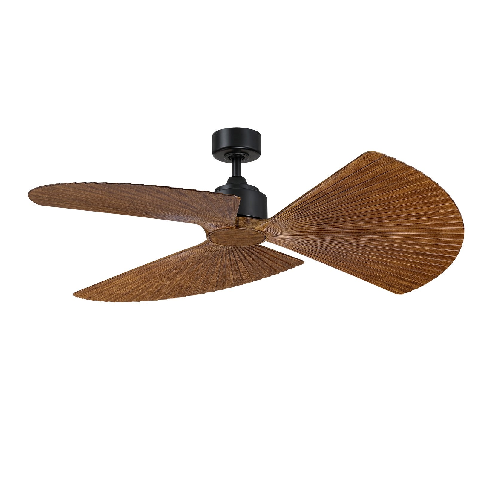 Fanimation TriAire Custom 52in 3-Blade Smart Ceiling Fan | Black and Koa Pleated Composite Blades | Indoor & Outdoor Wet | Model FPD8514BLW-52PKW