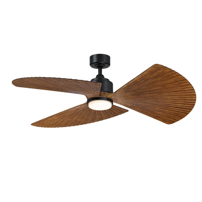 Fanimation TriAire Custom 52in 1-Light Ceiling Fan | Black and Koa Pleated Composite Blades | Patio & Porch | Model FPD8514BLW-52PKW-LK