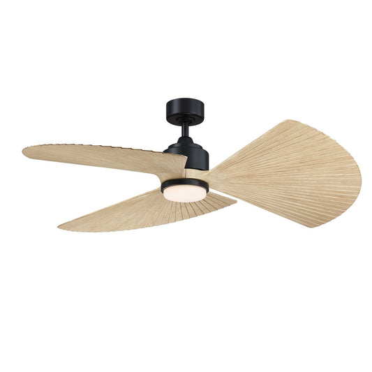Fanimation TriAire Custom 52in 1-Light Ceiling Fan | Matte Black and Natural Composite | Porch & Patio | Model FPD8514BLW-52PNW-LK