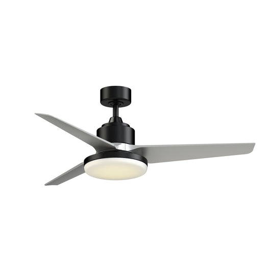 Fanimation TriAire Custom 52in 3-Blade Smart Ceiling Fan with 12in LED Light | Black and Silver Composite | Wet Rated | Model FPD8514BLW-52SLW-12LK