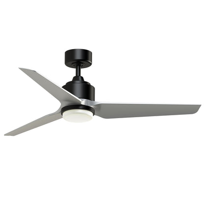 Fanimation TriAire Custom 52in 3-Blade Smart Ceiling Fan with LED Light | Black and Silver Composite | Wet Rated Indoor | Model FPD8514BLW-52SLW-LK