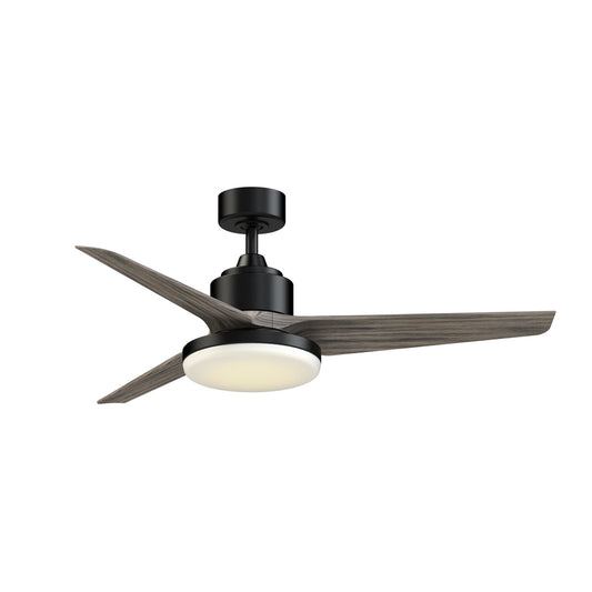 Fanimation TriAire Custom 52in 1-Light Smart Ceiling Fan | Modern Black and Weathered Wood Composite Blades | Indoor | Model FPD8514BLW-52WEW-12LK