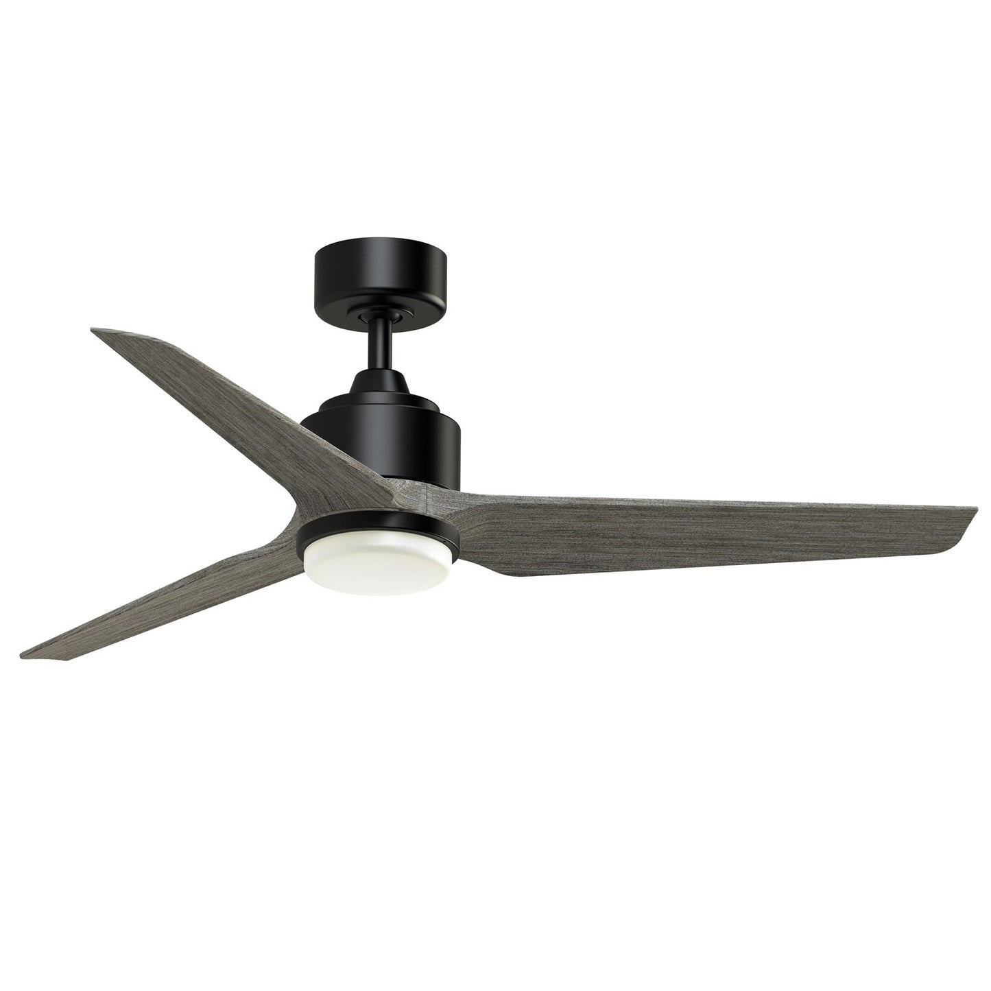 Fanimation TriAire Custom 52in 1-Light Smart Ceiling Fan | Modern Black and Weathered Wood Composite Blades | Indoor | Model FPD8514BLW-52WEW-LK