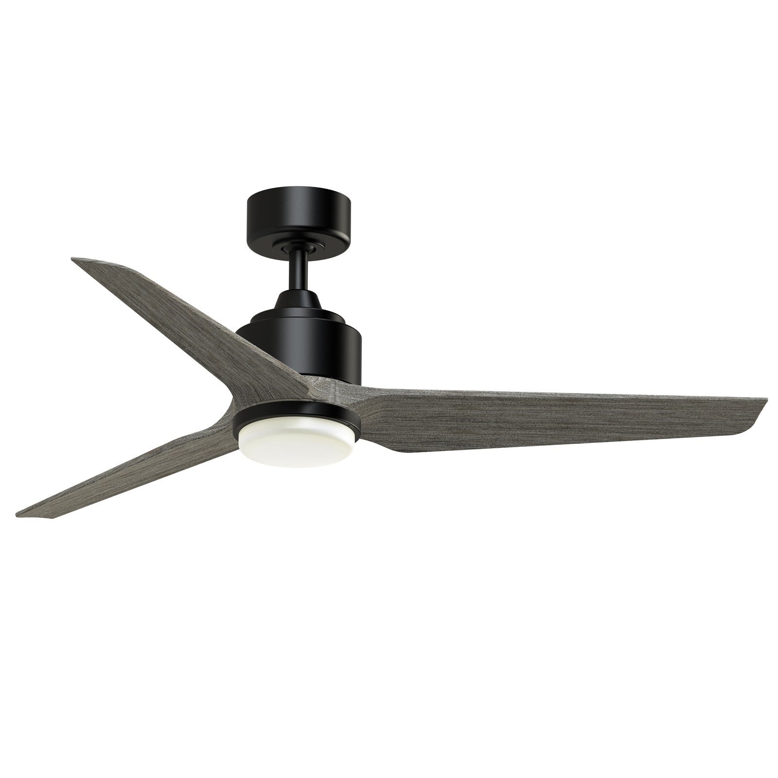 Fanimation TriAire Custom 52in 1-Light Smart Ceiling Fan | Modern Black and Weathered Wood Composite Blades | Indoor | Model FPD8514BLW-52WEW-LK