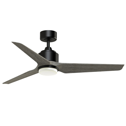 Fanimation TriAire Custom 52in 1-Light Smart Ceiling Fan | Modern Black and Weathered Wood Composite Blades | Indoor | Model FPD8514BLW-52WEW-LK