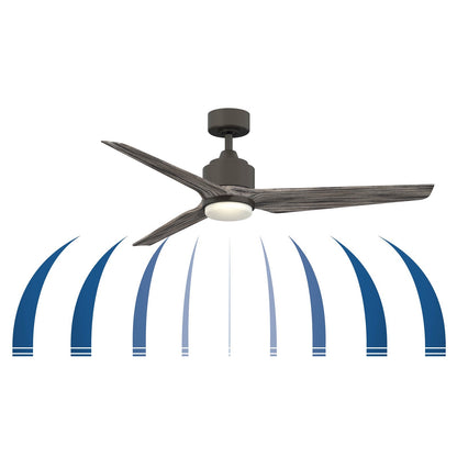 Fanimation TriAire Custom 56in Smart Ceiling Fan | Black with Silver Blades | Indoor & Outdoor Wet Rated | 56 x 56 x 12.92 in | Model FPD8514BLW-56SLW