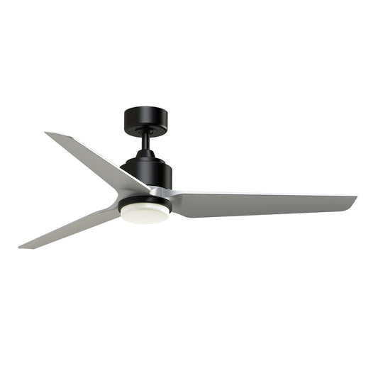 Fanimation TriAire Custom 56in 1-Light Ceiling Fan | Modern Black and Silver Composite Blades | Covered Patio & Living | Model FPD8514BLW-56SLW-LK