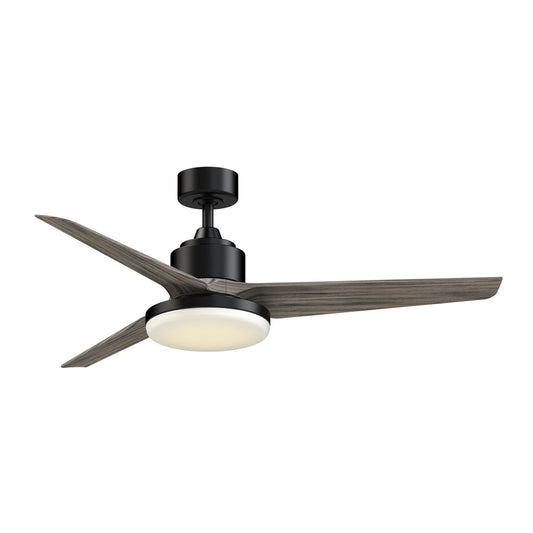 Fanimation TriAire Custom 56in 1-Light Ceiling Fan | Modern Black and Weathered Wood Composite Blades | Covered Patio | Model FPD8514BLW-56WEW-12LK