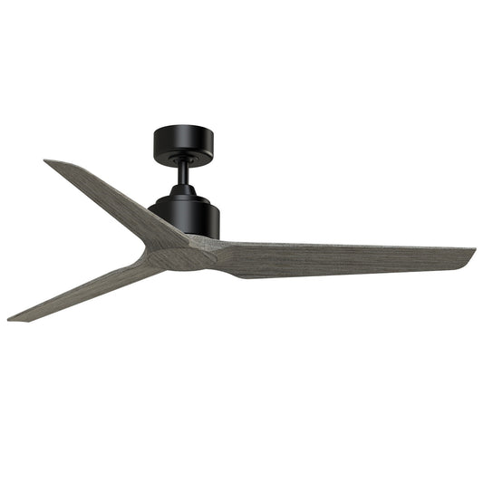 Fanimation TriAire Custom 56in Ceiling Fan | Modern Black and Weathered Wood Composite Blades | Covered Patio & Living Room | Model FPD8514BLW-56WEW