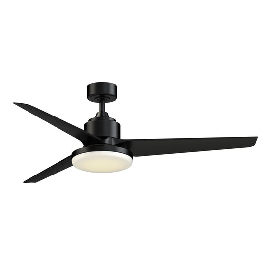 Fanimation TriAire Custom 60in 1-Light Smart Ceiling Fan | Black and Black Blades | Covered Patio & Living Room | Model FPD8514BLW-60BLW-12LK