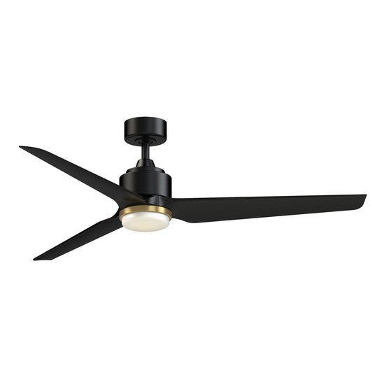 Fanimation TriAire Custom 60in 1-Light Ceiling Fan | Modern Black and Brushed Satin Brass with Opal Frosted Glass | Model FPD8514BLW-60BLW-LKBS