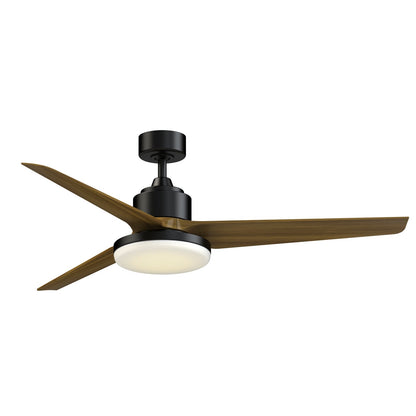 Fanimation TriAire Custom 60in 1-Light Ceiling Fan | Black and Koa Composite | Covered Patio & Living Room | Model FPD8514BLW-60KW-12LK
