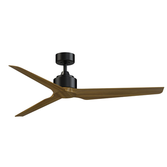 Fanimation TriAire Custom 60in Ceiling Fan | Black and Koa Composite | Covered Patio & Living Room | 60 x 60 x 12.92 in | Model FPD8514BLW-60KW