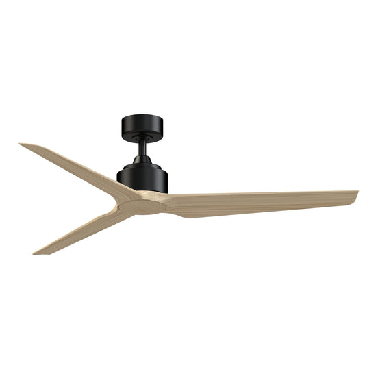 Fanimation TriAire Custom 60in 3-Blade Smart Ceiling Fan | Black and Natural Composite | Indoor & Outdoor Wet Rated | Model FPD8514BLW-60NW