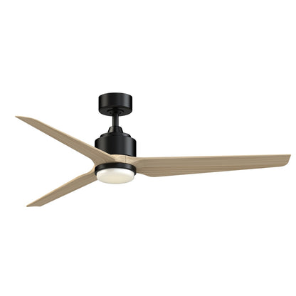 Fanimation TriAire Custom 60in 3-Blade Smart Ceiling Fan with LED Light Kit | Black and Natural Composite | Indoor | Model FPD8514BLW-60NW-LK