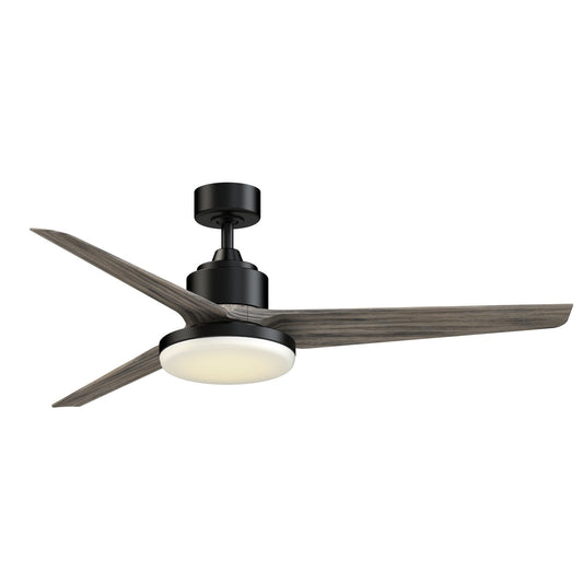 Fanimation TriAire Custom 60in 1-Light Ceiling Fan | Modern Black and Weathered Wood Composite Blades | Patio & Covered | Model FPD8514BLW-60WEW-12LK