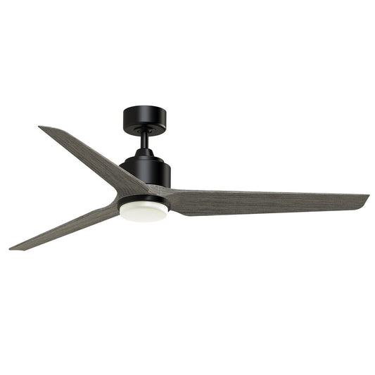 Fanimation TriAire Custom 60in 1-Light Ceiling Fan | Matte Black and Weathered Wood Composite Blades | Wet Rated Patio | Model FPD8514BLW-60WEW-LK