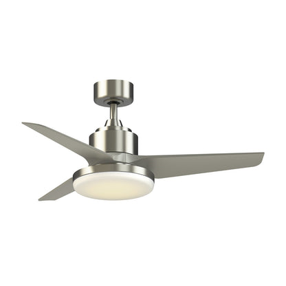 Fanimation TriAire Custom 44in 3-Blade Smart Ceiling Fan with 12in LED Light Kit | Brushed Nickel and Brushed Nickel | Model FPD8514BN-44BNW-12LK