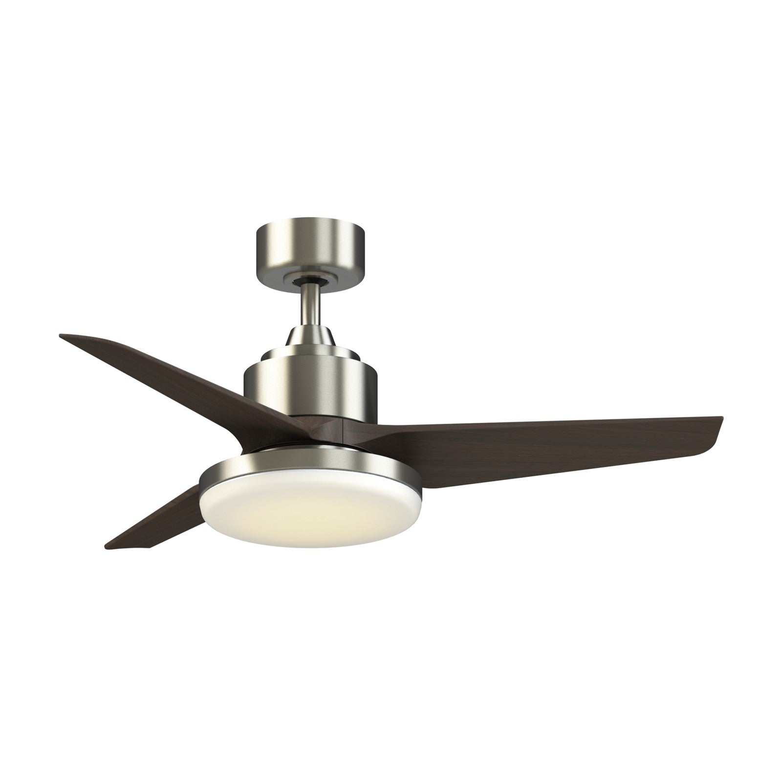 Fanimation TriAire Custom 44in 1-Light Ceiling Fan | Brushed Nickel and Dark Walnut Composite | Covered Patio & Bedroom | Model FPD8514BN-44DWAW-12LK