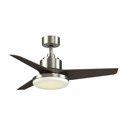 Fanimation TriAire Custom 44in 1-Light Ceiling Fan | Brushed Nickel and Dark Walnut Composite | Covered Patio & Bedroom | Model FPD8514BN-44DWAW-12LK