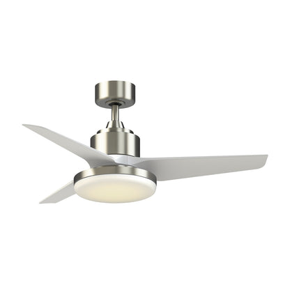 Fanimation TriAire Custom 44in 1-Light Ceiling Fan | Brushed Nickel and Matte White Composite | Covered Patio & Bedroom | Model FPD8514BN-44MWW-12LK