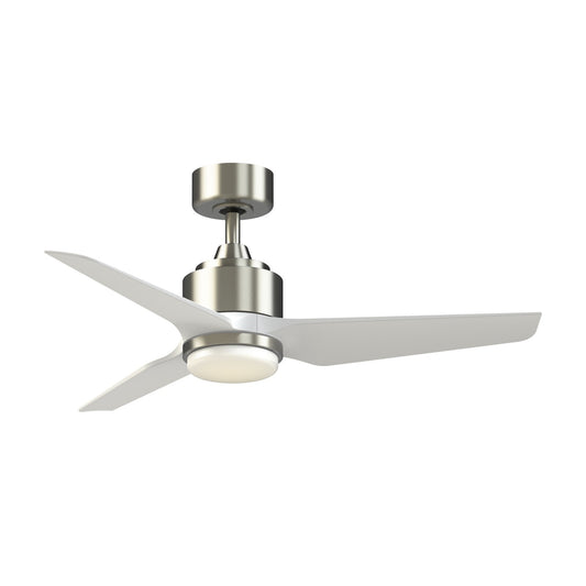 Fanimation TriAire Custom 44in 1-Light Ceiling Fan | Brushed Nickel and Matte White Composite | Covered Patio & Bedroom | Model FPD8514BN-44MWW-LK