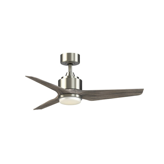 Fanimation TriAire Custom 44in 3-Blade Ceiling Fan with LED Light Kit | Modern Brushed Nickel and Weathered Wood Composite | Model FPD8514BN-44WEW-LK