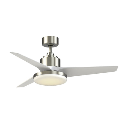 Fanimation TriAire Custom 48in 3-Light Ceiling Fan | Brushed Nickel and Matte White Composite Blades | Covered Patio | Model FPD8514BN-48MWW-12LK