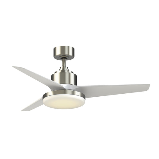 Fanimation TriAire Custom 48in 3-Light Ceiling Fan | Brushed Nickel and Matte White Composite Blades | Covered Patio | Model FPD8514BN-48MWW-12LK