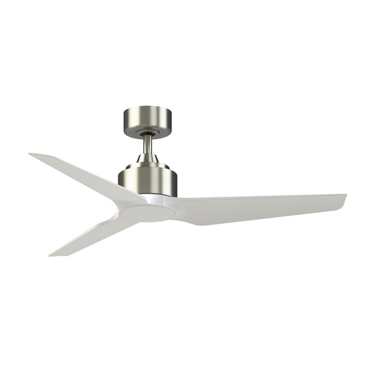 Fanimation TriAire Custom 48in Ceiling Fan | Brushed Nickel and Matte White Composite Blades | Covered Patio & Sunroom | Model FPD8514BN-48MWW