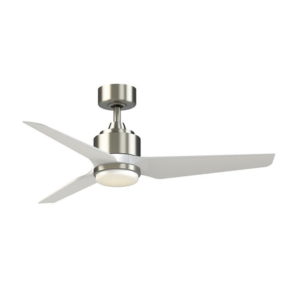 Fanimation TriAire Custom 48in 3-Light Ceiling Fan | Brushed Nickel and Matte White Composite Blades | Covered Patio | Model FPD8514BN-48MWW-LK