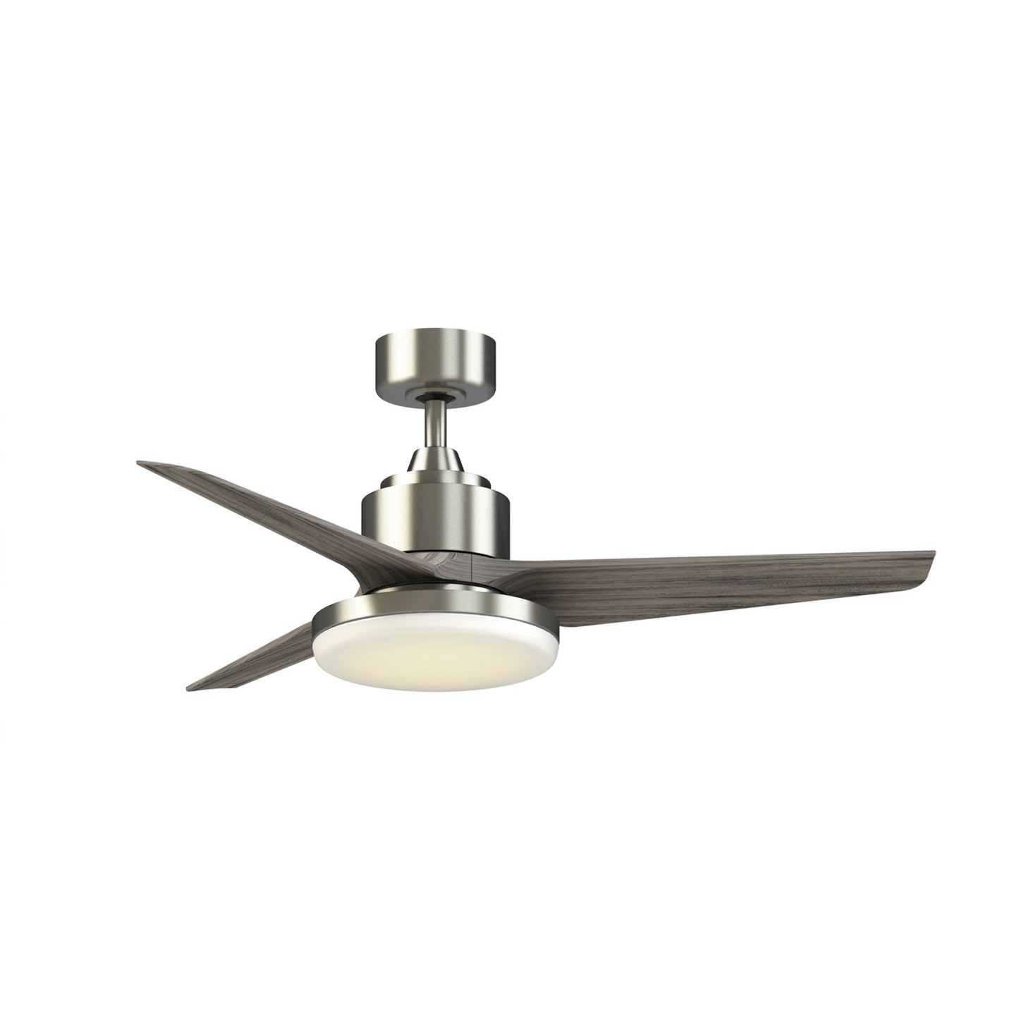 Fanimation TriAire Custom 48in 3-Blade Smart Ceiling Fan with 12in LED Light | Modern Brushed Nickel and Weathered Wood | Model FPD8514BN-48WEW-12LK