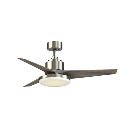 Fanimation TriAire Custom 48in 3-Blade Smart Ceiling Fan with 12in LED Light | Modern Brushed Nickel and Weathered Wood | Model FPD8514BN-48WEW-12LK