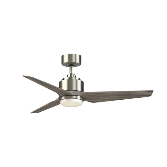Fanimation TriAire Custom 48in 3-Blade Smart Ceiling Fan with LED Light | Modern Brushed Nickel and Weathered Wood | Model FPD8514BN-48WEW-LK