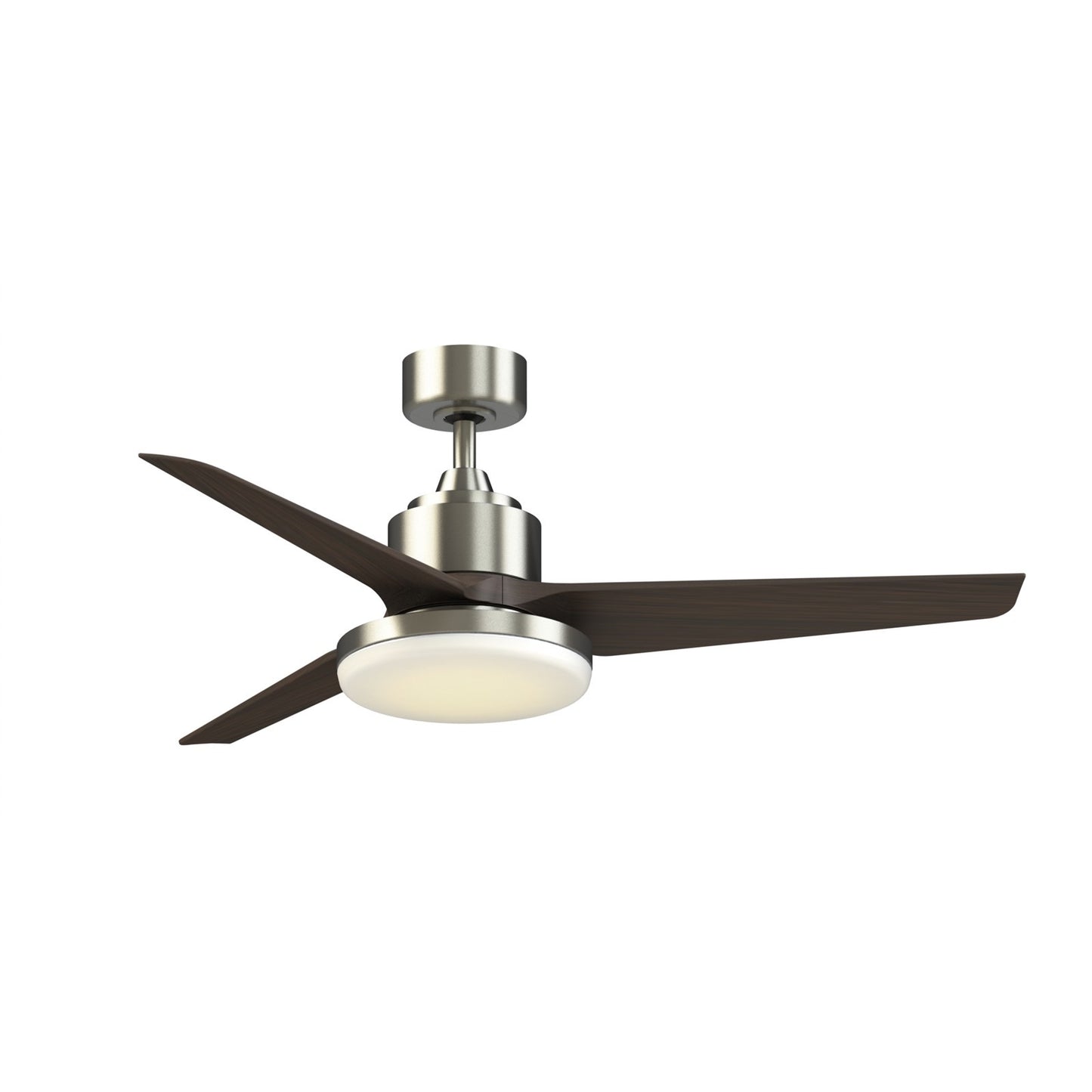 Fanimation TriAire Custom 52in 1-Light Ceiling Fan | Brushed Nickel and Dark Walnut with Opal Frosted Glass | Covered | Model FPD8514BN-52DWAW-12LK