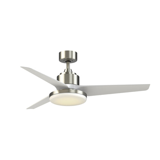 Fanimation TriAire Custom 52in 3-Blade Smart Ceiling Fan with 12in LED Light Kit | Brushed Nickel and Matte White | Model FPD8514BN-52MWW-12LK