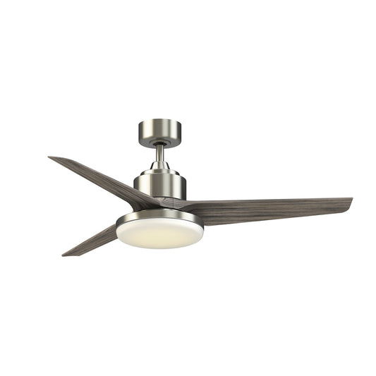 Fanimation TriAire Custom 52in 3-Blade Smart Ceiling Fan with 12in LED Light Kit | Modern Brushed Nickel and Weathered | Model FPD8514BN-52WEW-12LK
