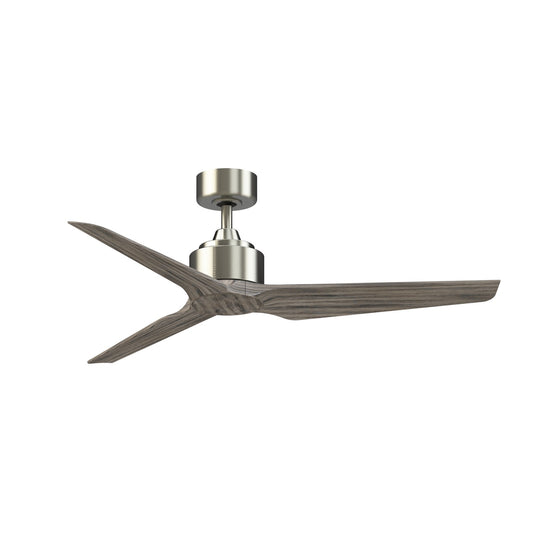 Fanimation TriAire Custom 52in 3-Blade Smart Ceiling Fan | Modern Brushed Nickel and Weathered Wood Composite | Covered Patio | Model FPD8514BN-52WEW