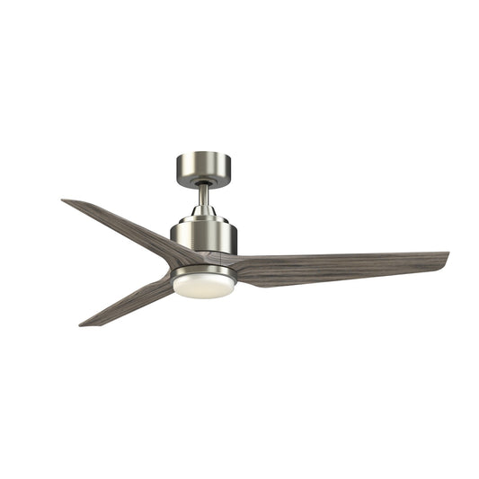 Fanimation TriAire Custom 52in 3-Blade Smart Ceiling Fan with LED Light Kit | Modern Brushed Nickel and Weathered Wood | Model FPD8514BN-52WEW-LK