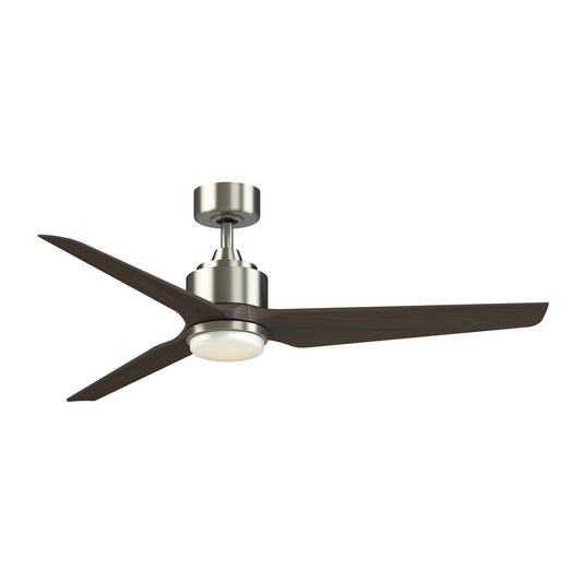 Fanimation TriAire Custom 56in Smart Ceiling Fan | Brushed Nickel and Dark Walnut Composite Blades | Covered Patio | Model FPD8514BN-56DWAW-LK