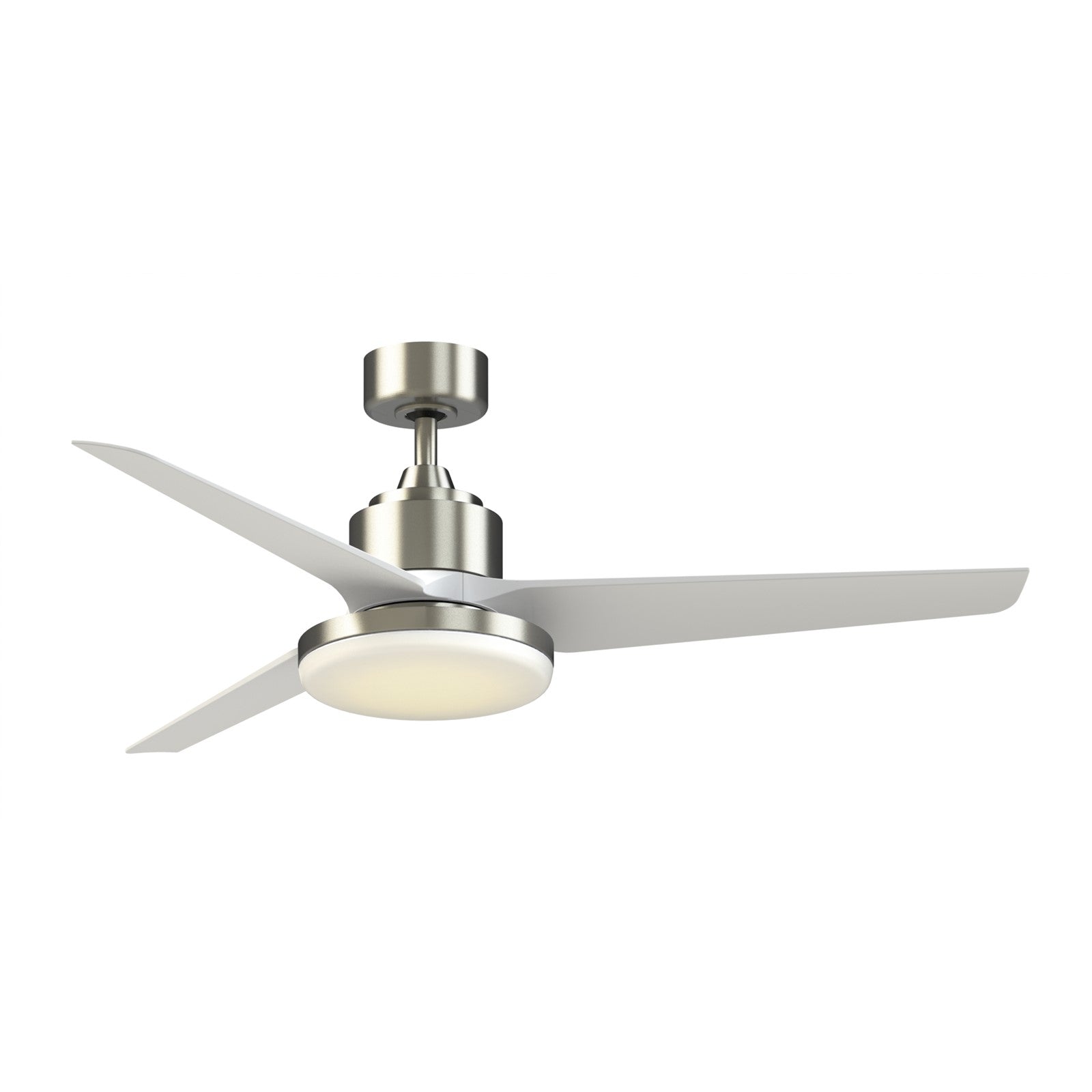 Fanimation TriAire Custom 56in Smart Ceiling Fan | Brushed Nickel and Matte White Composite Blades | Covered Patio | Model FPD8514BN-56MWW-12LK