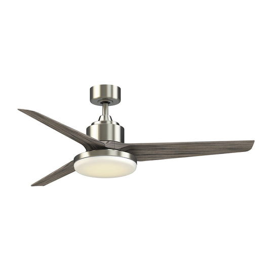 Fanimation TriAire Custom 56in 3-Blade Smart Ceiling Fan with 12in LED Light Kit | Modern Brushed Nickel and Weathered | Model FPD8514BN-56WEW-12LK