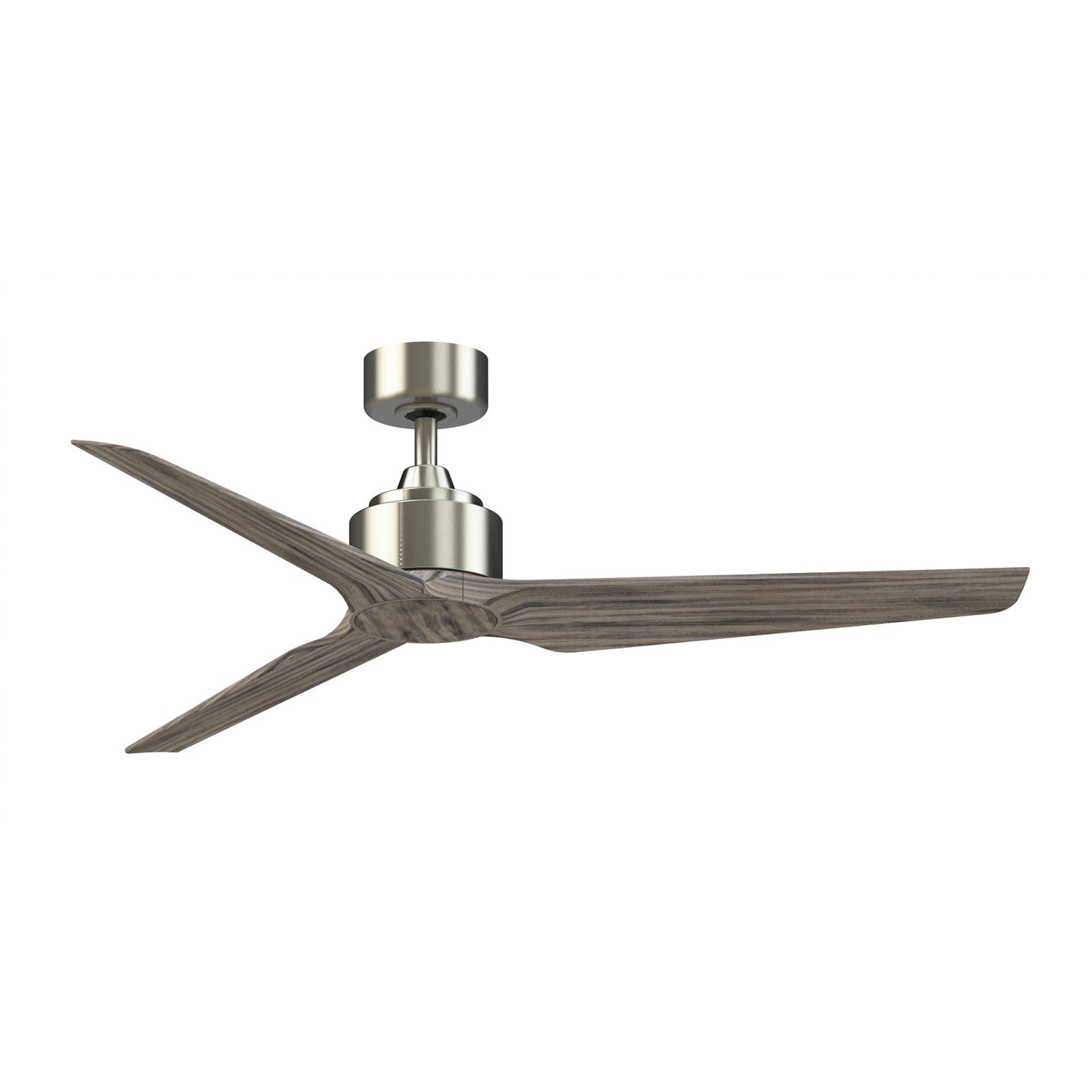 Fanimation TriAire Custom 56in 3-Blade Damp Rated Smart Ceiling Fan | Modern Brushed Nickel and Weathered Wood | Covered | Model FPD8514BN-56WEW