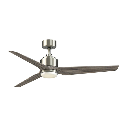 Fanimation TriAire Custom 56in 3-Blade Smart Ceiling Fan with LED Light Kit | Modern Brushed Nickel and Weathered Wood | Model FPD8514BN-56WEW-LK