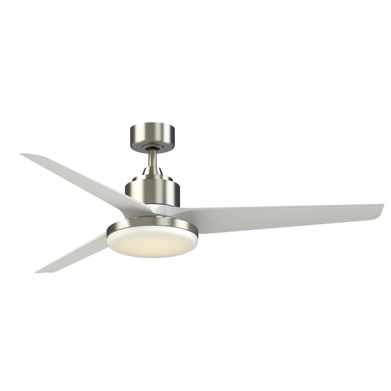 Fanimation TriAire Custom 60in 3-Blade Smart Ceiling Fan with 12in LED Light Kit | Brushed Nickel and Matte White | Model FPD8514BN-60MWW-12LK