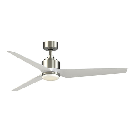 Fanimation TriAire Custom 60in 3-Blade Smart Ceiling Fan with LED Light Kit | Brushed Nickel and Matte White Composite | Model FPD8514BN-60MWW-LK
