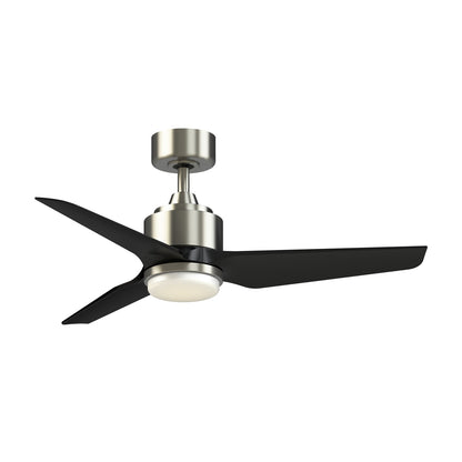 Fanimation TriAire Custom 44in 1-Light Ceiling Fan | Modern Brushed Nickel and Dark Walnut Composite Blades | Covered Patio | Model FPD8514BN-DWAW-LK