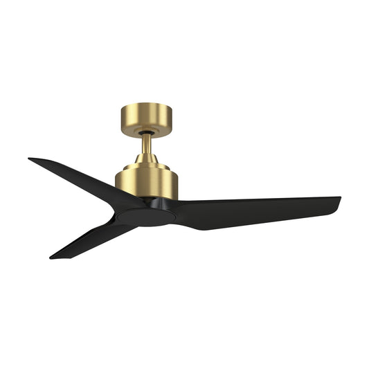 Fanimation TriAire Custom 44in Ceiling Fan | Modern Brushed Satin Brass and Black Composite Blades | Covered Patio & Sunroom | Model FPD8514BS-44BLW